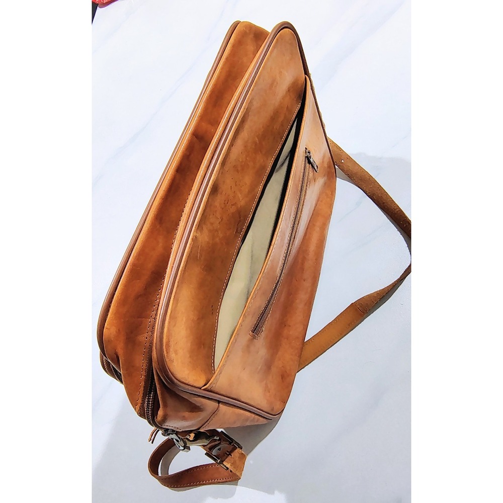 Vtg Leather Briefcase Hartmann Luggage Shoulder Carry On Bag Shoulder Strap+ Key - Picture 7 of 15
